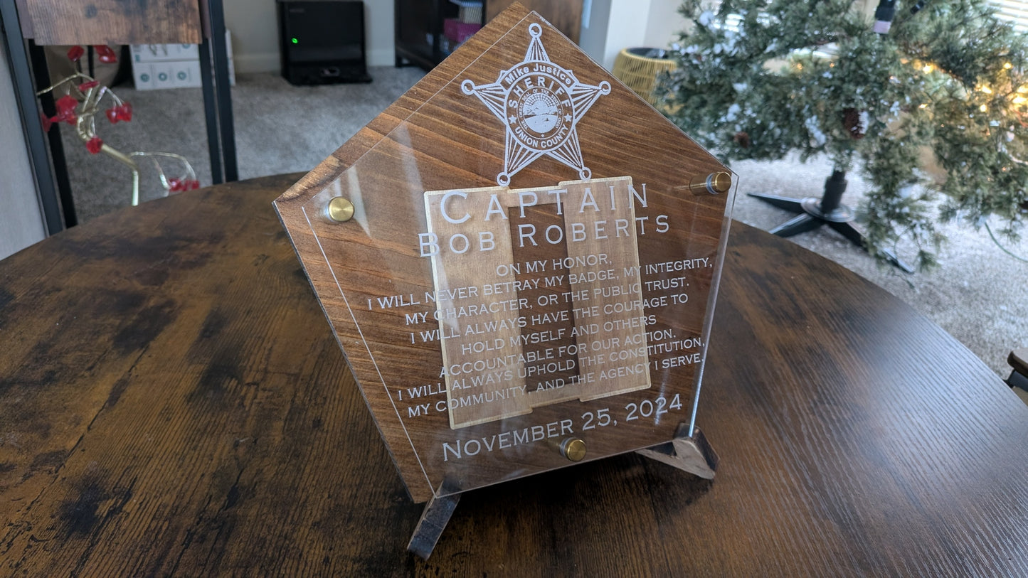 Commemorative Acrylic Engraved Wood Plaque | Promotional gift |